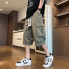 夏季速干直筒宽松高级垂感短裤潮松紧七分裤休闲裤A436-679-P35，男装牛仔裤，电商A436