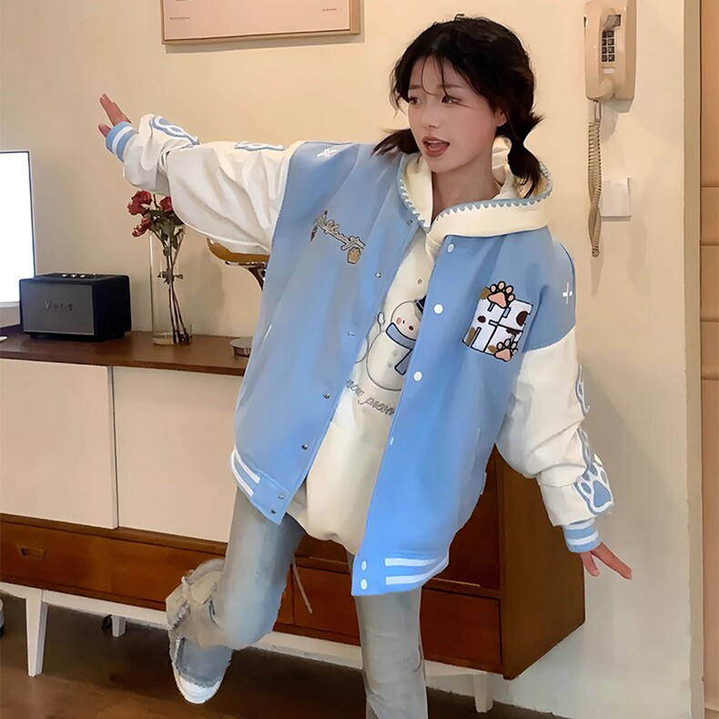 美式棒球服外套男女款春秋新款洋气宽松休闲学院风设计感夹克上衣,男装夹克,星座218-8