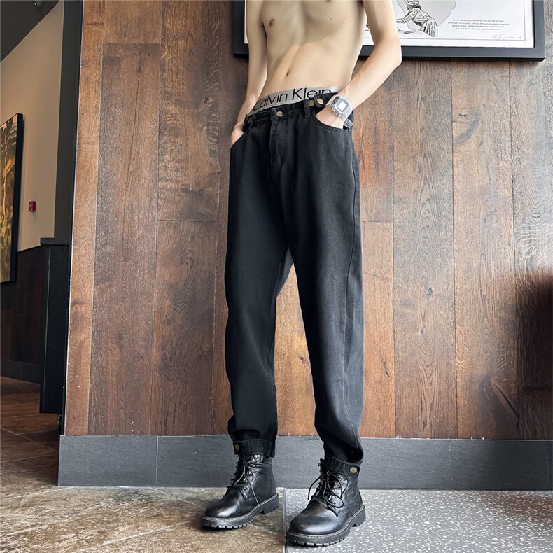 k1050J-p55-控78薄款P45现货oversize马丁鞋蓝色风加绒牛仔裤,男装牛仔裤,星座116