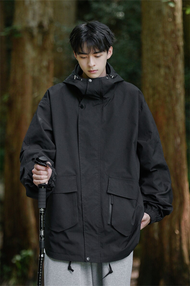 JK8107/P75秋装户外新款冲锋衣男女美式工装外套连帽风衣宽松夹克,男装夹克,电商A141