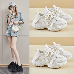 A1088-P105新款老爹鞋女春季学生跑步运动厚底增高休闲鞋女,尖头磨砂鞋如何搭配图片
