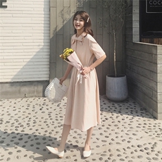 2021夏装新款森女杏色衬衫裙8148A-Q530，女装连衣裙，金十上