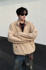 8XL-M美式复古棒球服外套男特大码潮牌双拉链立领夹克衫JK005P85，男装夹克，电商B312