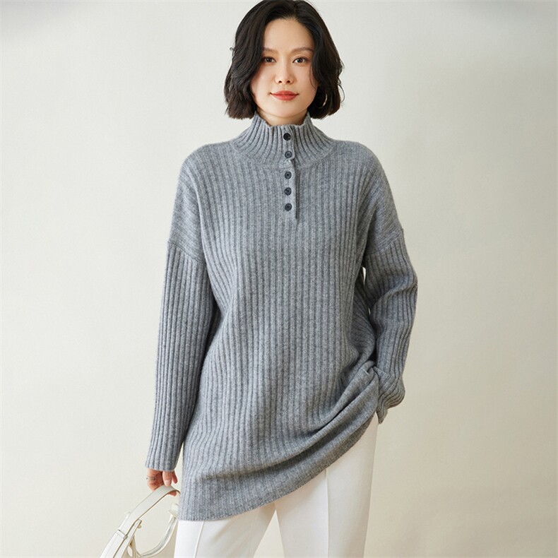 时尚百搭高领羊绒长裙 显瘦修身抽条加厚保暖女装连衣裙图片