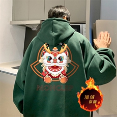 龙年卫衣冬季美式加绒加厚连帽卫衣外套DL1790常规特P35加绒特40，男装卫衣，电商A486