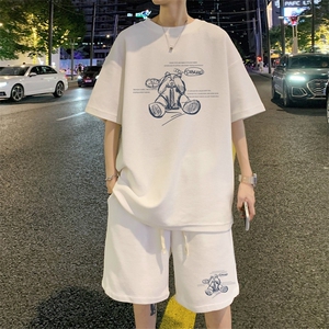 ！2024夏季男士华夫格短袖T恤套装潮流衣服一套HTZ13P50图片