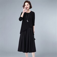 2021年春季新款潮韩版长袖T恤女宽松+七分阔腿裤子两件套装春秋，女装套装/套裙，简韵佳
