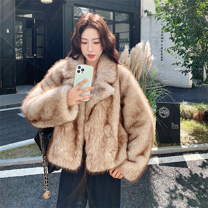 【现货】新款仿貉子毛皮毛一体毛毛款223-1522-P210-K328,女装皮草,欣美人