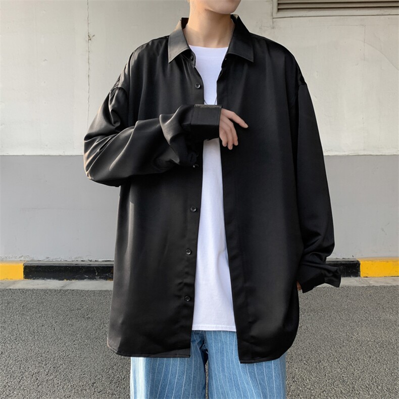 暗扣禁欲系韩INS气质复古垂感免烫衬衫/A338-1C15P50控68,男装衬衫,电商D325