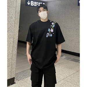万针全刺绣解构设计260克重磅双纱纯棉高品质美式高街短袖T恤特39图片