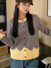 超好看内搭撞色新款毛衣针织衫女秋季胖mm显瘦遮肚子开衫外搭上衣，女装针织衫/毛衣，萱芳婷羊绒