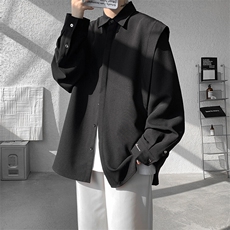 8XL-M春夏假两件衬衫长袖大码痞帅高级感衬衣垂感外套CS9005/P60，男装衬衫，电商B238
