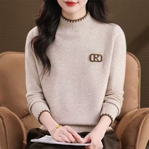 针织衫女春秋冬宽松薄款显瘦软糯低领毛衣打底衫内搭图片
