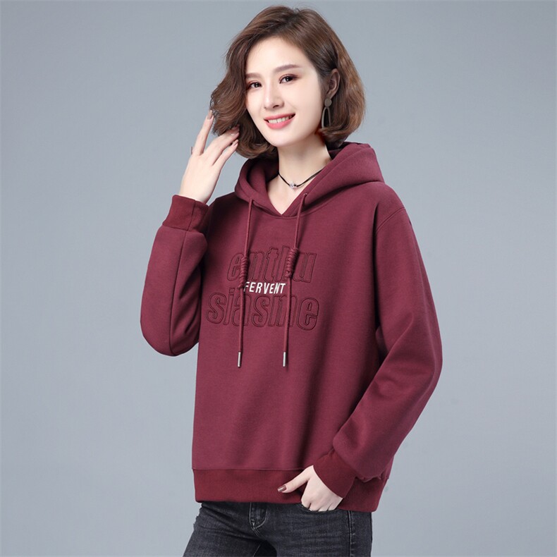 2022年秋季新款加绒加厚卫衣女长袖韩版时尚刺绣连帽上衣服女春秋,女装卫衣/绒衫,简韵佳