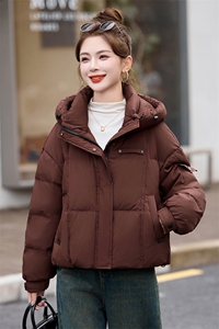 高级感超好看短款羽绒服女2024冬新款时尚小个子白鸭绒面包服外套图片
