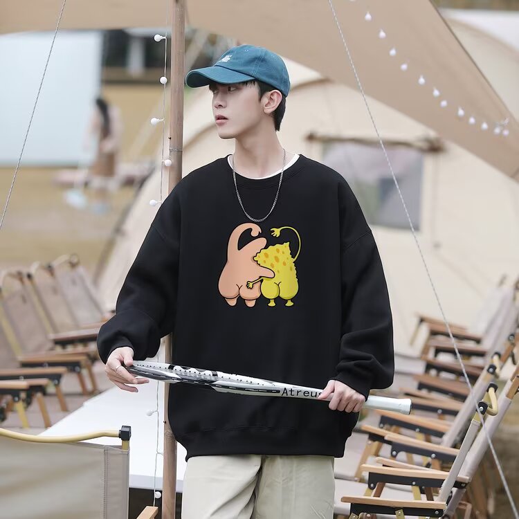 圆领卫衣男款春秋季宽松大码百搭透气卡通印花长袖上衣,男装卫衣,星座506A