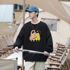 圆领卫衣男款春秋季宽松大码百搭透气卡通印花长袖上衣，男装卫衣，星座506A