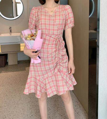 格子连衣裙，女装连衣裙，有声有色
