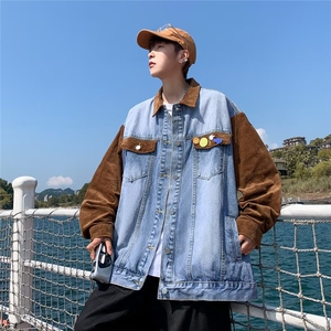 潮复古拼色夹克男美式青春流行潮流ins宽松休闲DW101-P75图片