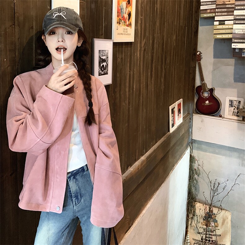 【已出货】设计感高品复古皮衣外套2C372-9023-P125控198,女装短外套,2C372