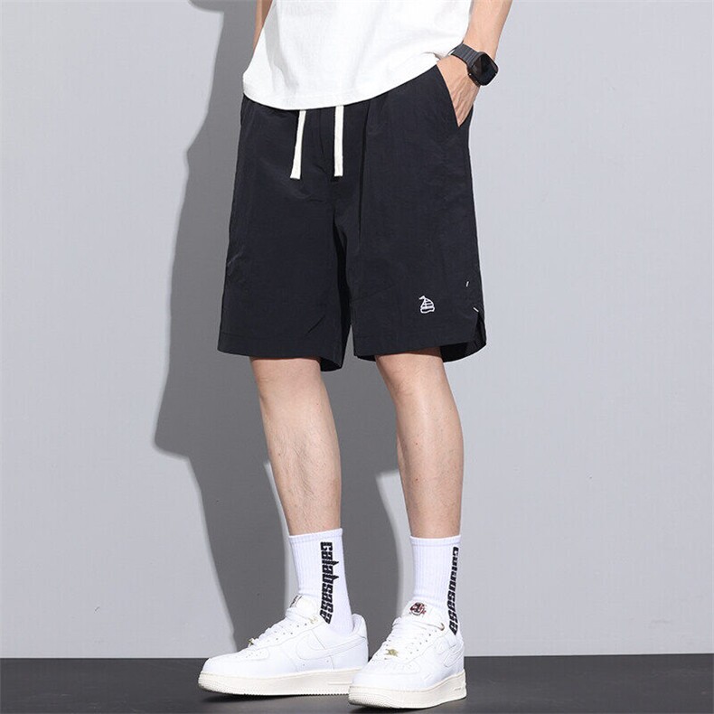 夏季日系潮百搭多色刺绣速干短裤宽松抽绳运动五分裤男Z2525-P35图片