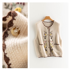 2025年秋季时尚百搭通勤简约休闲绣花马甲，女装马甲，致织羊绒