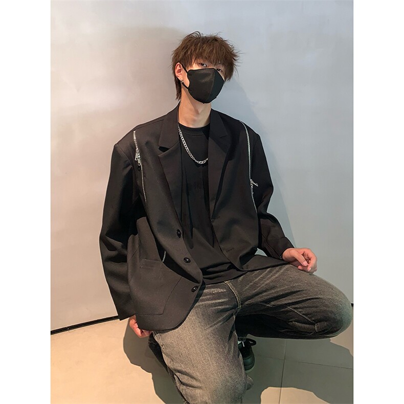 秋季潮流百搭款外套美式小西服夹克宽松休闲上衣HY612TP75,男装夹克,电商A102B