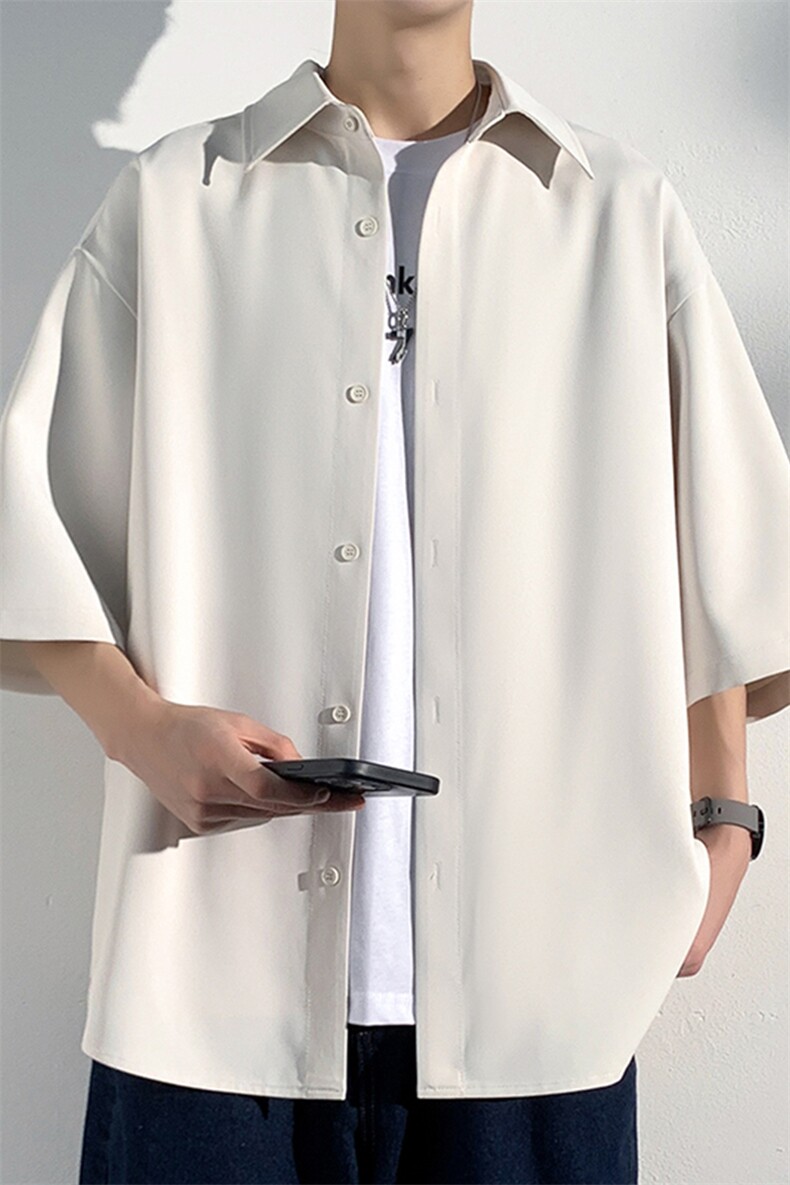 2024夏季新款港风光影墙大码冰丝短袖衬衫M-5XHC24373-P45,男装衬衫,电商A022