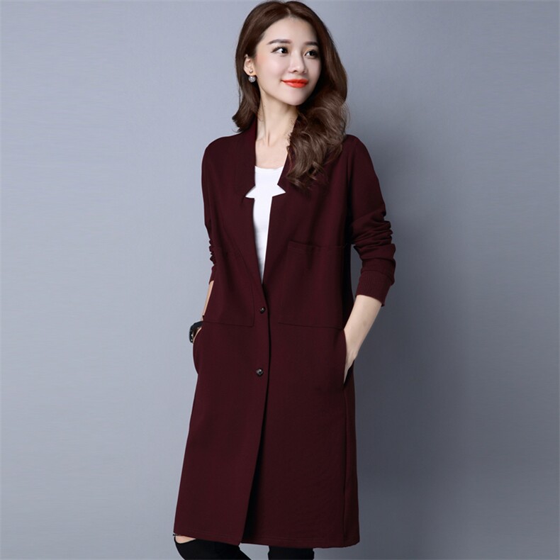 2021年秋季开衫长袖宽松纯色V领针织衫/毛衣，女装针织衫/毛衣，秋牧寒烟