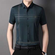 纯色夏季男士短袖无痕免烫衬衫中年薄款免烫商务休闲色半恤衫，男装衬衫，电商B212（原钱塘6029）