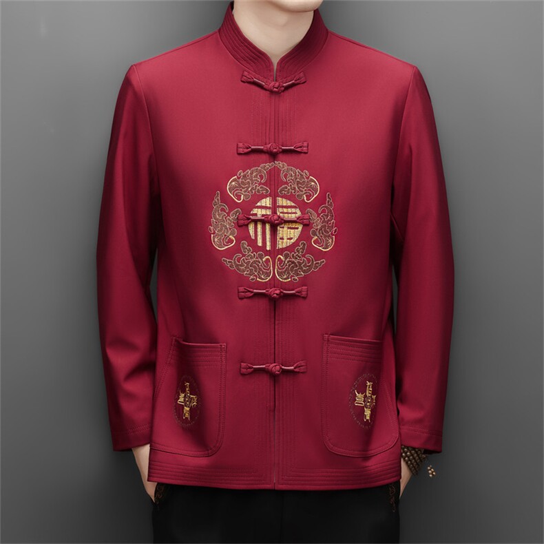长期货高品质中老年风唐装春秋外套中式盘扣男士复古夹克,男装夹克,钱塘723