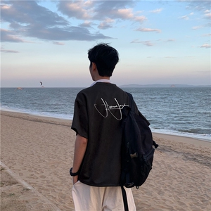 得物抖音品质潮流麂皮绒字母印花短袖T恤djp282-特批23控39图片
