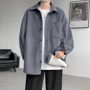 8XL-M加绒灯芯绒衬衫大码复古秋冬翻领上衣外套CS9001/P58加绒68图片