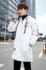 2024冬季潮牌学生加绒加厚外套学生连帽中长款风衣男FX02P75，男装风衣，电商A086