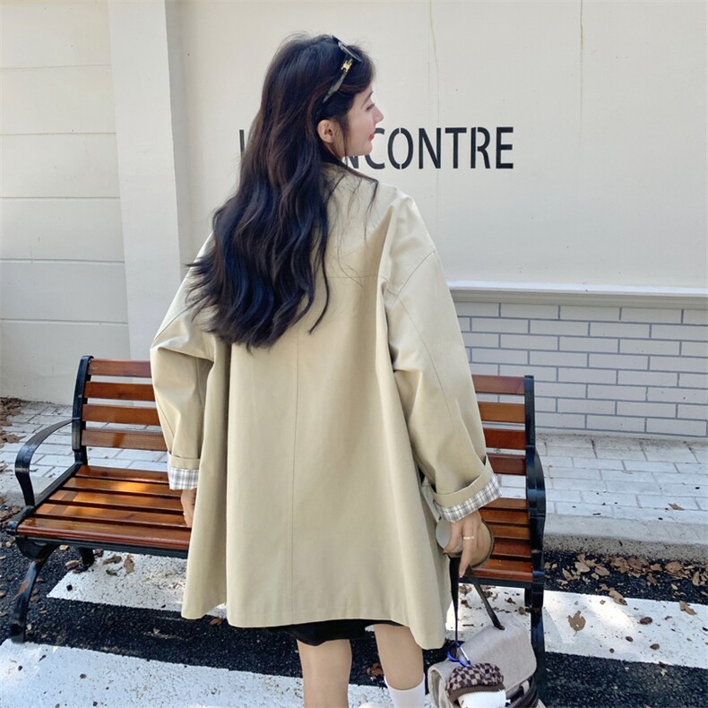 卡其色立领风衣外套女2025秋新款今年流行韩系宽松休闲小个子上衣,女装短外套,2C129