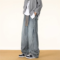 网络图黄泥色蓝色黑色S-3XL刺绣字母牛仔裤XZ212-1-QNK057-P42，男装牛仔裤，星座212-1