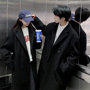 秋季新款长款呢外套 D5567-TP115168 韩系休闲中长款外套男女图片