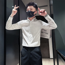 杂乱条纹烫金衬衫男长袖英伦店主风社会小伙301C-CS09-特P60控89，男装衬衫，星座301C（原B323）
