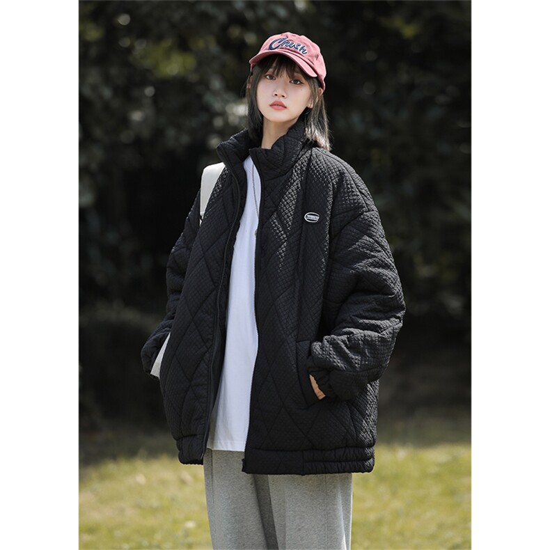 菱形格棉服外套 W1858 P105 控138图片