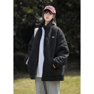 菱形格棉服外套 W1858 P105 控138图片