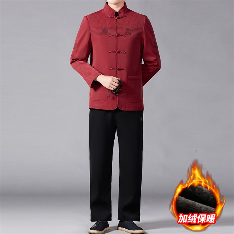 新款中老年风唐装棉服套装中山装盘扣棉袄男冬款复古棉衣图片