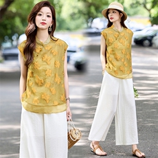 新中式国风套装女2025夏季新款气质名媛高端御姐无袖阔腿裤两件套,女装套装/套裙,姿衣坊, 新中式国风套装女2025夏季新款气质名媛高端御姐无袖阔腿裤两件套,女装套装/套裙,姿衣坊,