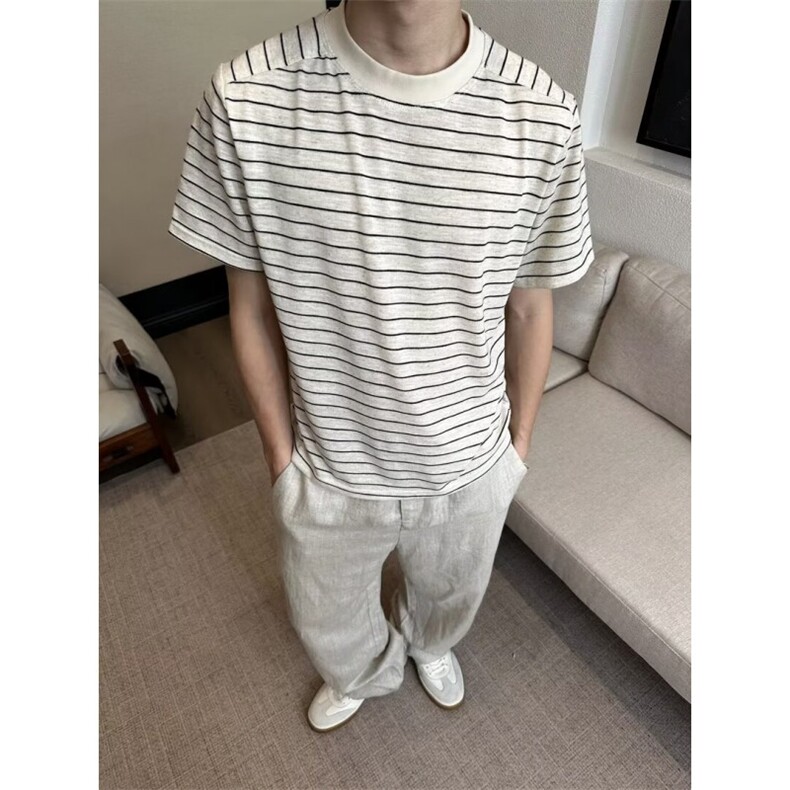 短袖T恤男修身内搭经典条纹夏季圆领上衣通勤休闲百搭TA228,男装T恤,星座1116A（原606A-3）