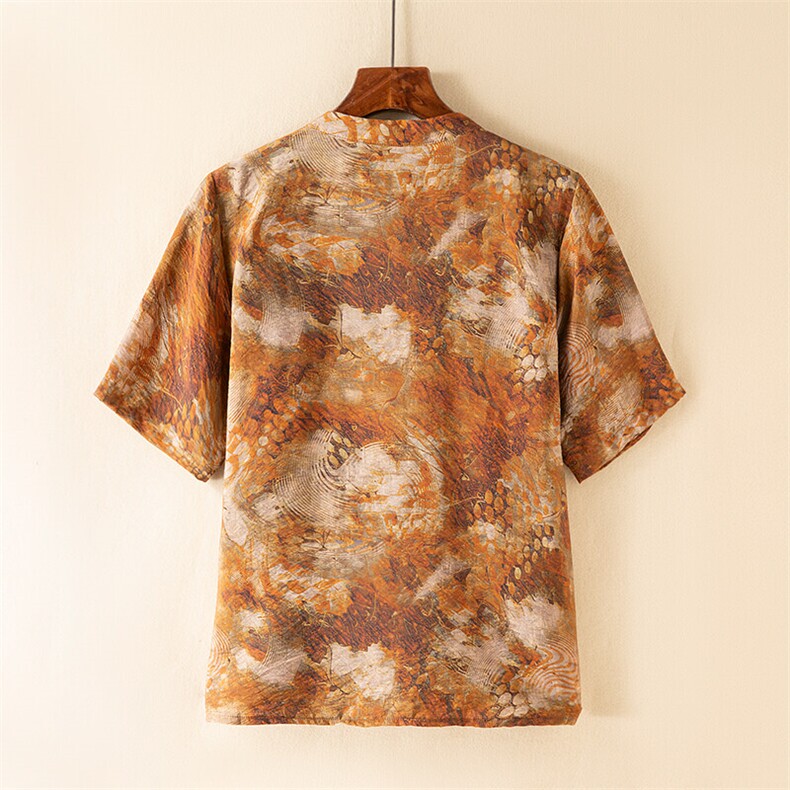 挂拍新中式提花风潮T恤短袖大码盆扣汉服时尚唐装T2411-P58,男装衬衫,电商A227