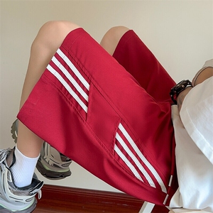 特批P24无差价夏季拼接三条杠冰丝冰感复古顺滑五分短裤男DK5822图片