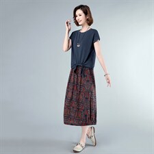 2021年夏季新款潮韩版短袖T恤女+半身裙子套装女休闲两件套装裙，女装套装/套裙，简韵佳
