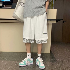 腰果花排扣运动短裤男宽松中裤潮流百搭休闲五分裤1008-1-AK87-28，男装休闲裤，星座1008-1