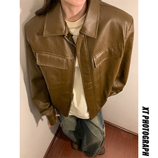 1中性工装情侣女潮机车皮夹克大码M-5XL外套男JK77869P85控138，女装短外套，星座226-2