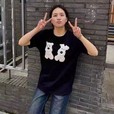 H0433-p35毛巾绣+贴标大短袖t恤女夏季半袖宽松别致上衣，男装T恤，星座617A-2