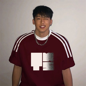 夏季美式高街重磅纯棉三条杠织带撞色男女短袖T恤ZD512-特P30图片